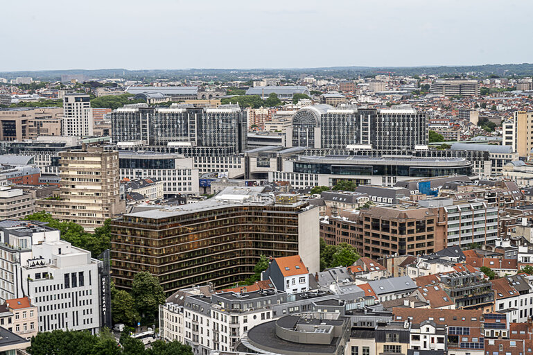 Aerial View of the EP buildings in Brussels from Bastion tower